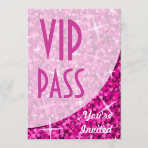 Convite "VIP Pass" de curva cor-de-rosa brilhante