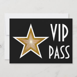 Convite 'VIP PASS' de Estrela Dourada horizontal
