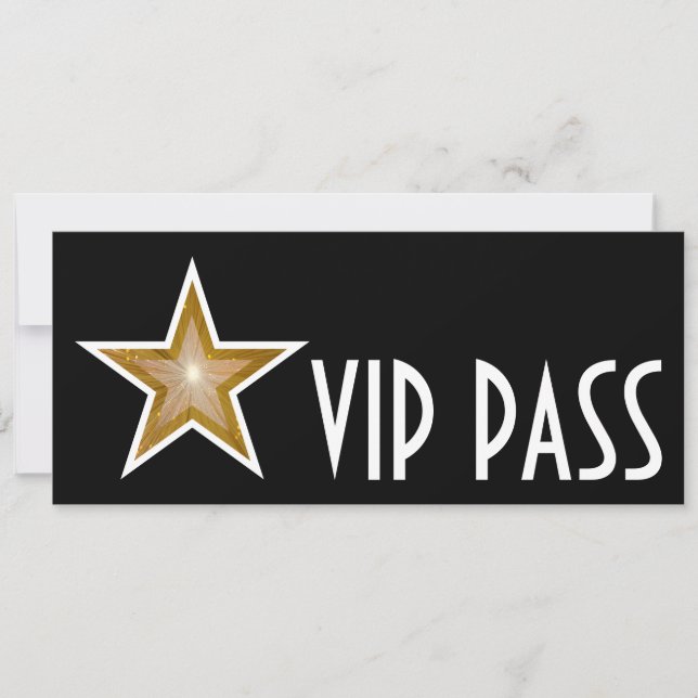 Convite 'VIP PASS' de estrela Dourada longo (Frente)