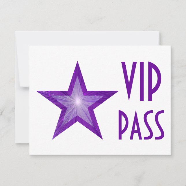 Convite 'VIP PASS' em Estrela Roxa, horizontal (Frente)