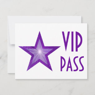 Convite 'VIP PASS' em Estrela Roxa, horizontal