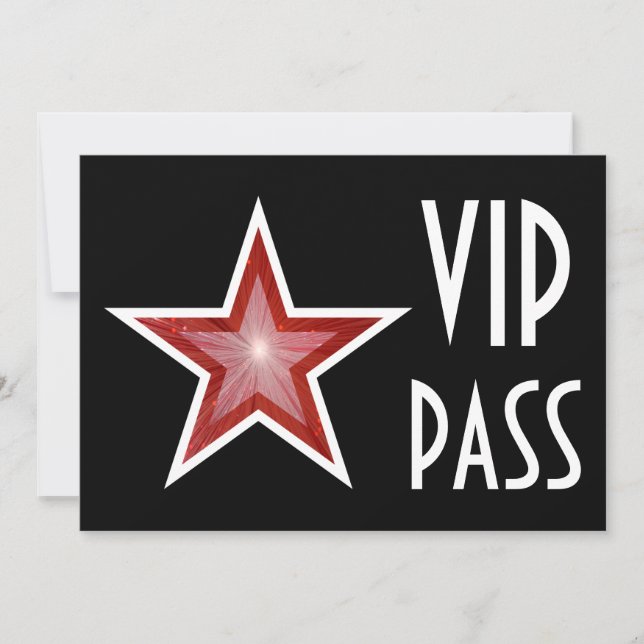 Convite 'VIP PASS' Estrela Vermelha preto horizont (Frente)