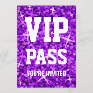 Convite 'VIP PASS' Roxo Glitz