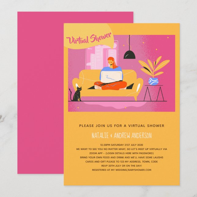 Convite Virtual Bebê ou Chá de panela, Aniversário (Frente/Verso)