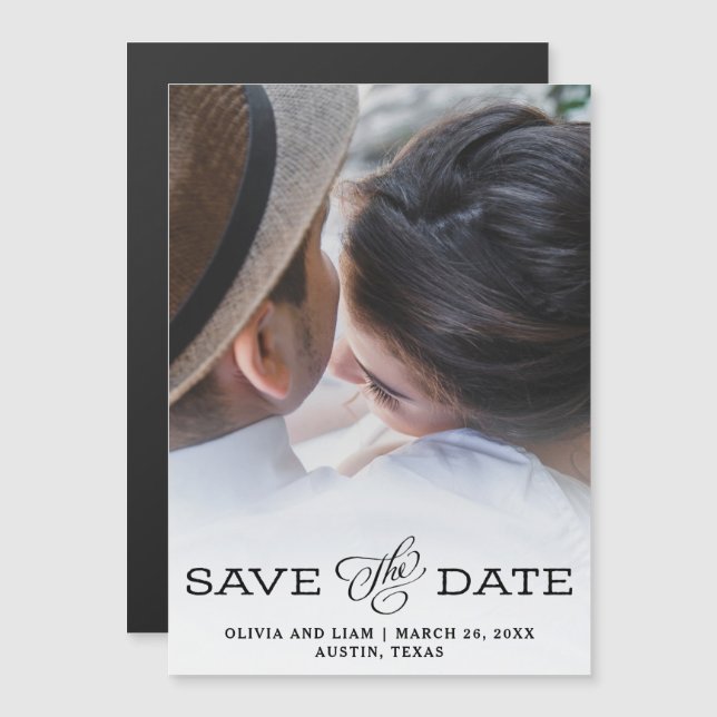 Convite Vista Simples | Foto: Salvar a data (Frente/Verso)