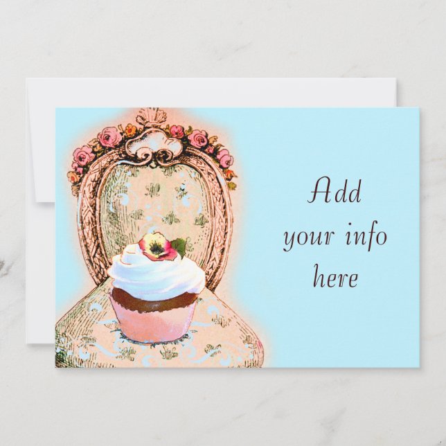 Convite Vitoriano ao Cupcake do Tea Party (Frente)