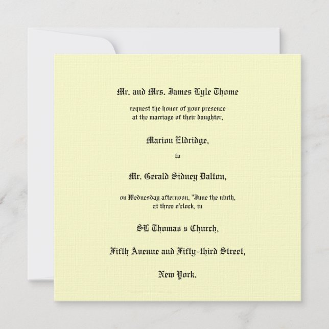 Convite Vitoriano De Casamento Circa 1905 (Frente)