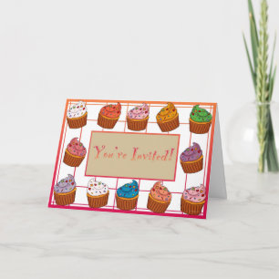 Convite "Você é Convidado" Saudação de Cupcake