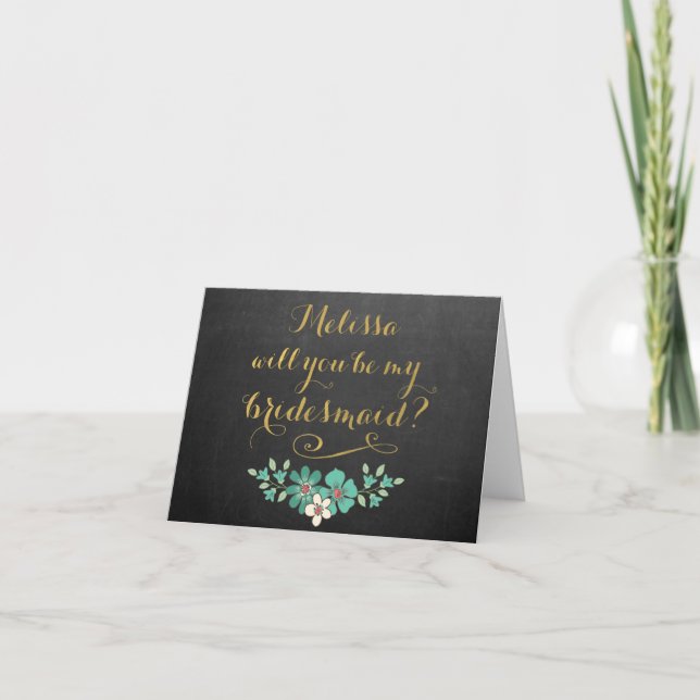 Convite Você Será A Minha Placa Floral De Chalkboard De Br (Frente)