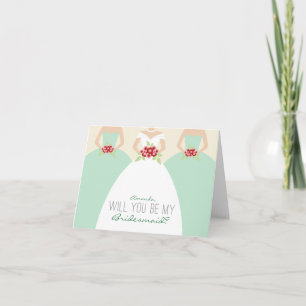 Convite Você será minha carta de madrinha (verde-menta)?