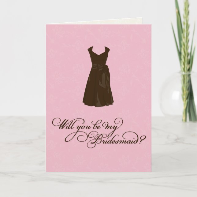 Convite "Você será minha dama de Bridesmaid?" Cor e Rosa (Frente)