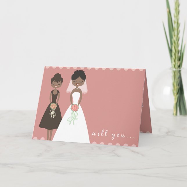 Convite Você Será Minha Madrinha de casamento De Saudação  (Frente)
