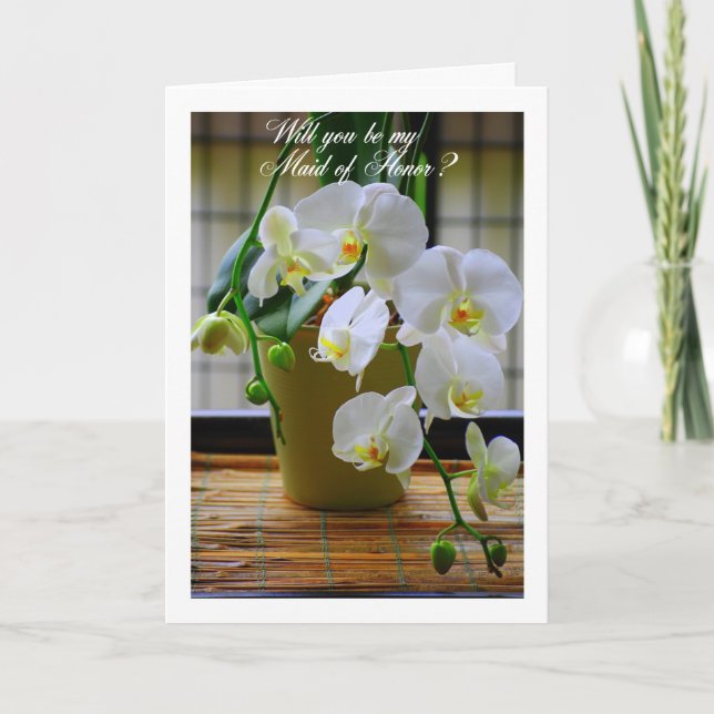 Convite Você Será Minha Madrinha de casamento, Orquídeas B (Frente)