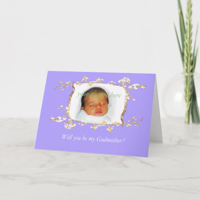 Convite Você será minha madrinha? Um quadro de flor de ame (Frente)