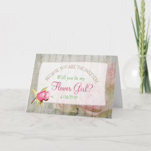 Convite Você será minha Menina das Flores Floral Rústico M