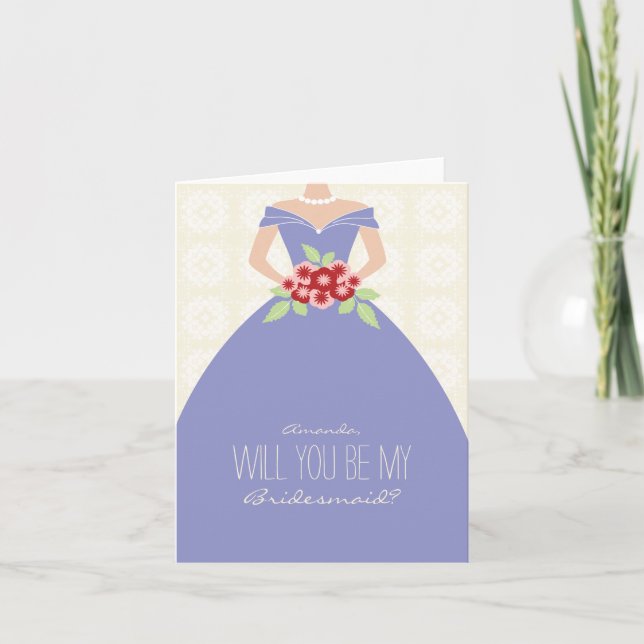 Convite Você Será Minha Placa De Bridesmaid (periwinkle)? (Frente)