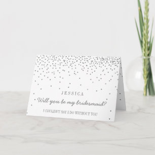 Convite Você Será Minha Porta-Voz? Vintage Silver Confetti