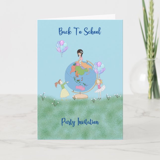 Convite Voltar à Festa Escolar Convidar Crianças Jovens (Frente)