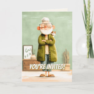 Convite Vovô encantador e seu gato