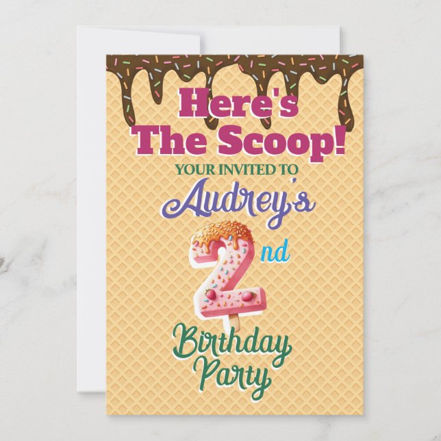 Convite Waffle Cone Here's the Scoop (Frente)