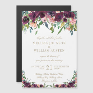 Convite Watercolor Burgundy Ivory Floral Wedding