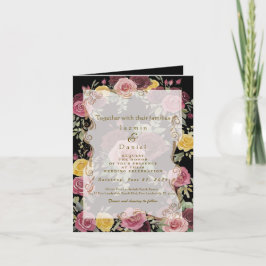 Convite Watercolor Dusty Burgundy Yellow Roses/Black