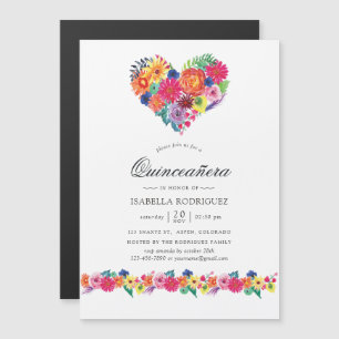 Convite Watercolor Floral Fiesta Quinceañera