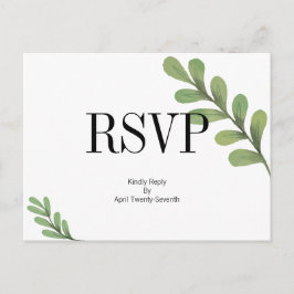Convite Watercolor Greenery deixa cartão postal RSVP de Ca