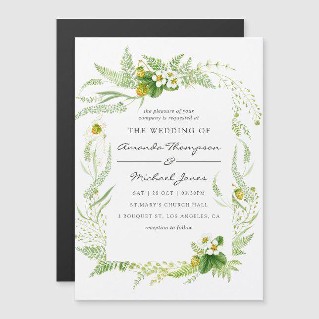 Convite Watercolor Greenery Wedding (Frente/Verso)