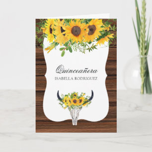 Convite Watercolor Sunflower Rustic Western Quinceañera