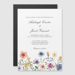 Convite Watercolor Wildflower Pretty Spring Garden Wedding