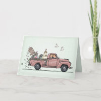Wedding Card Vintage Car Pickup Truck