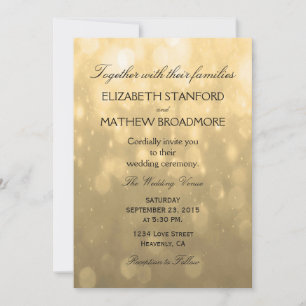 Convite Wedding Dourado de Bokeh  