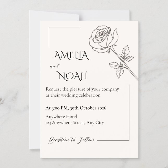 Convite Wedding Invitation | Elegant Typographic Design (Frente)
