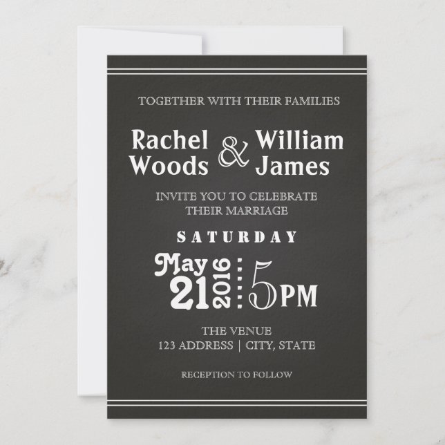 Convite Wedding subtil do quadro | (Frente)