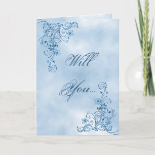 Convite Wedding Usher Greeting Card: Sky Blue Elegance