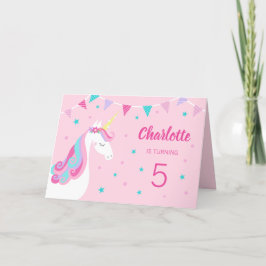 Convite Whimsic Rainbow Unicorn Pink 5 Birthday