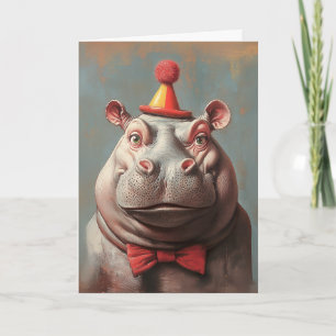 Convite Whimsical Clowe Hippo Retrato