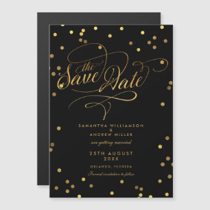 Convite Whimsical Dourado Confetti Casamento Salve A Data