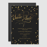 Whimsical Dourado Confetti Chá de fraldas Salvar D