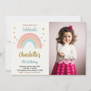 Convite Whimsical Rainbow Birthday
