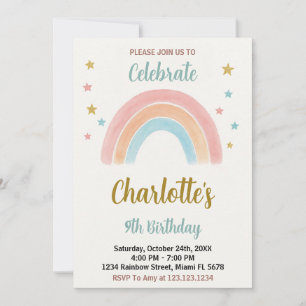 Convite Whimsical Rainbow Birthday