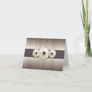 Convite White brown daisy RSVP wedding cards