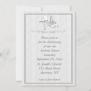 Convite White on White Christening