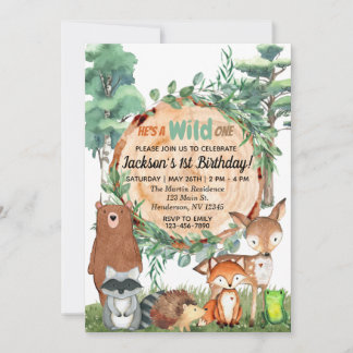 Convite Wild One | Animais Florestais