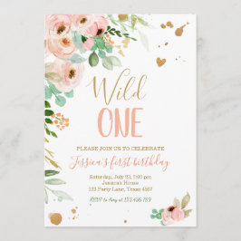 Convite Wild One Birthday Convite 1 rua Rosa Flora