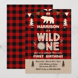 Convite Wild One Birthday Lumberjack Wild One