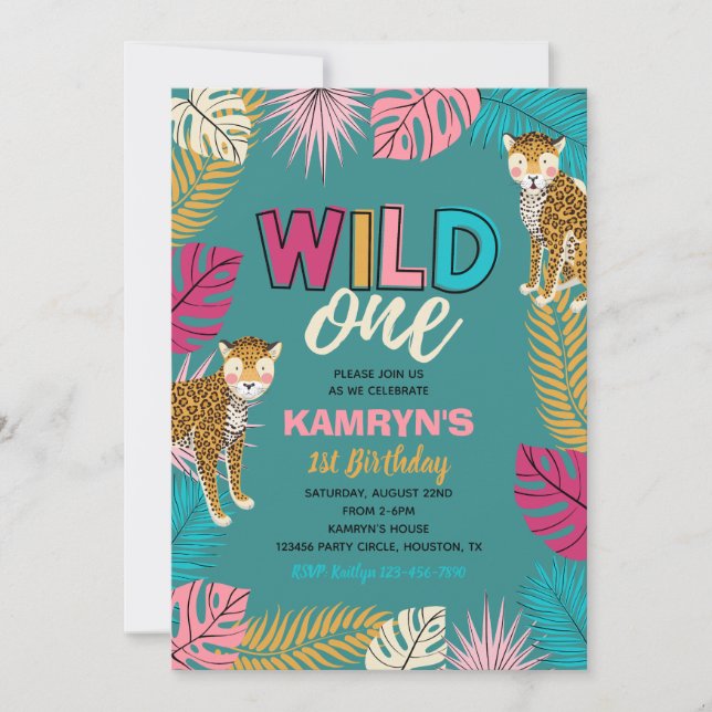 Convite Wild ONE | Convite para raparigas selvagen (Frente)