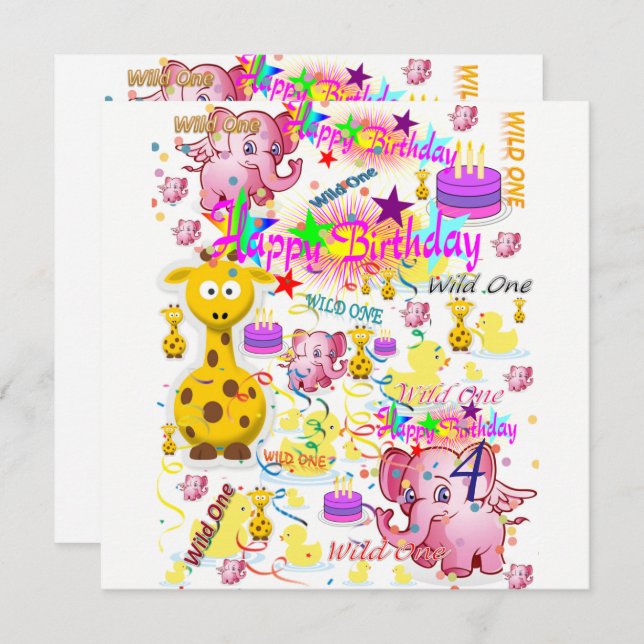 Convite Wild One First Birthday Card (Frente/Verso)