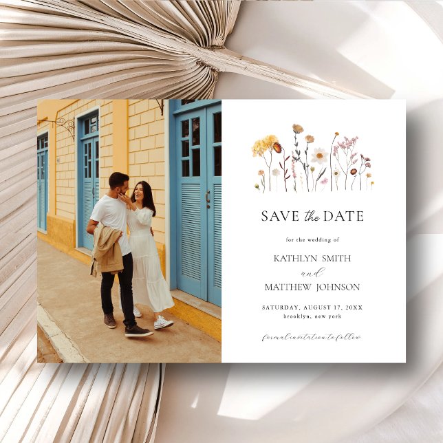 Convite Wildflower Boho Modern Whimsical Save Date (Criador carregado)